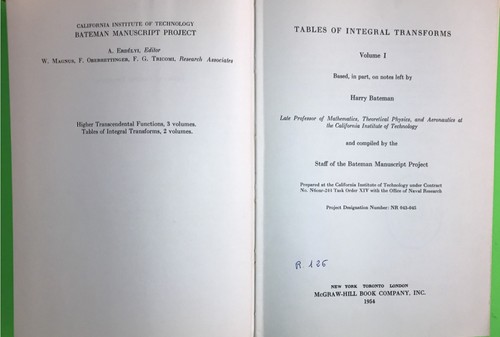 TABLES OF INTEGRAL TRANSFORMS VOL. 1, by Harry Bateman. 1954 - Picture 3 of 4