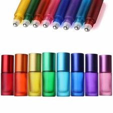 1/5/10PCS 5ml Color Frosted Essential Oil Perfume Thick Glass Roller Bottle HOT