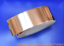 Copper Foil Tape EMI shielding for Guitar/Slug and snail barrier 6'x50mm Folded