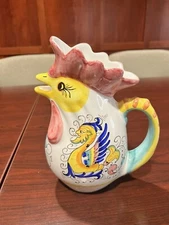 Williams Sonoma Deruta style Hand Painted In Italy - Chicken Pitcher