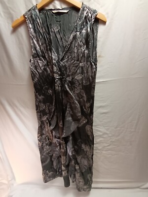 Part Two Silk Sleeveless Ruffle Front Jeanine Dress 10 UK Black Floral Butterfly