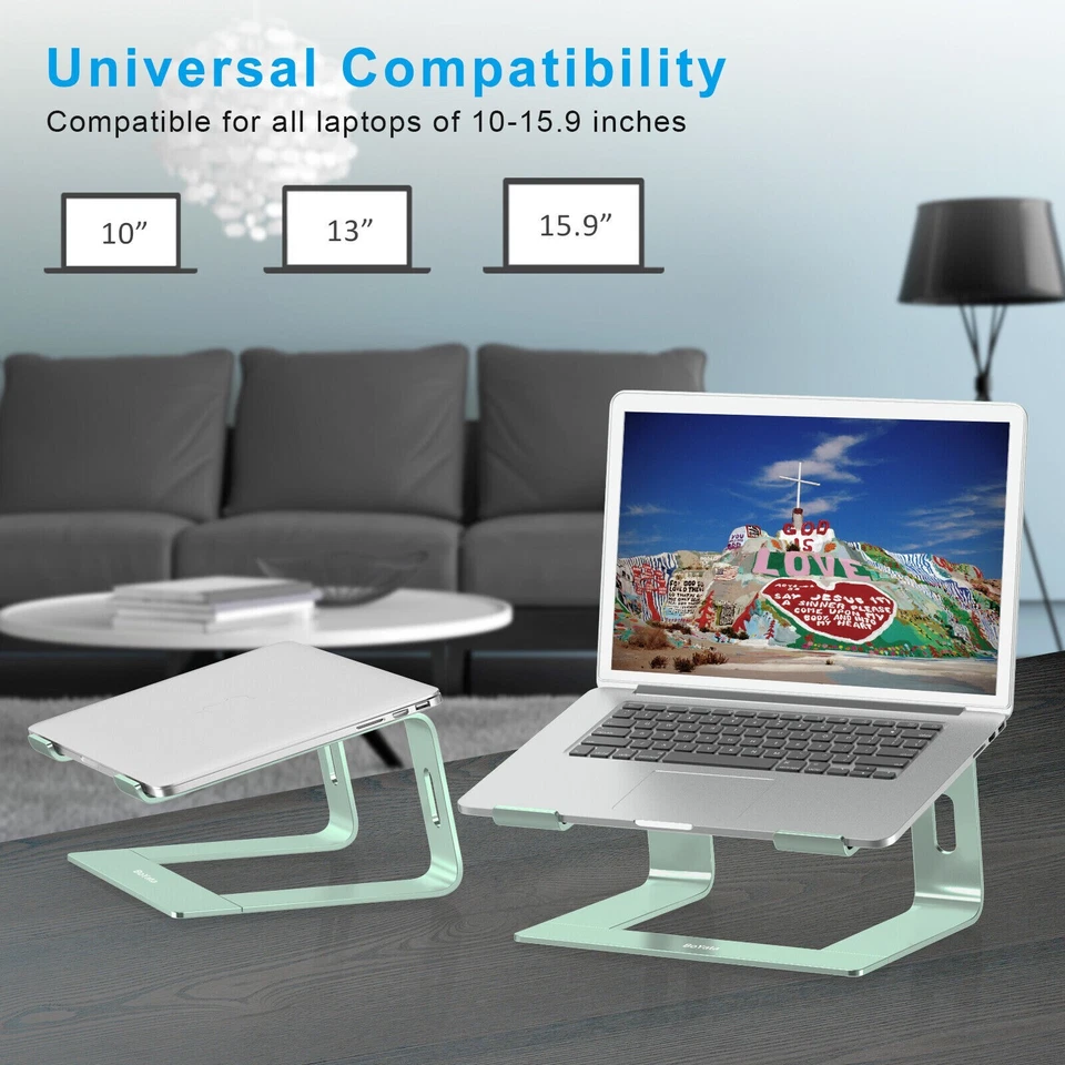 Soporte elevador ergonómico de aluminio para computadora portátil para escritorio, desmontable, para 10-15,6" Foto 3 de 4
