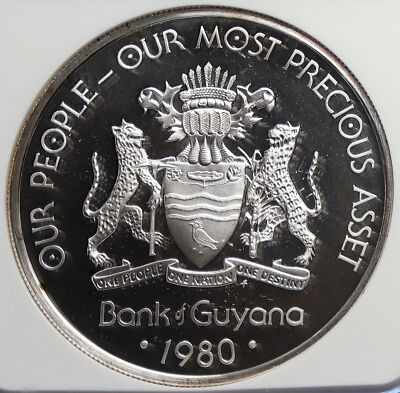 1976 GUYANA National HERO Cuffy KOFI KOFFI Old Proof Silver $10