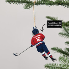 Personalized Ice Hockey Player Ornament, Ice Hockey Team Christmas Ornament