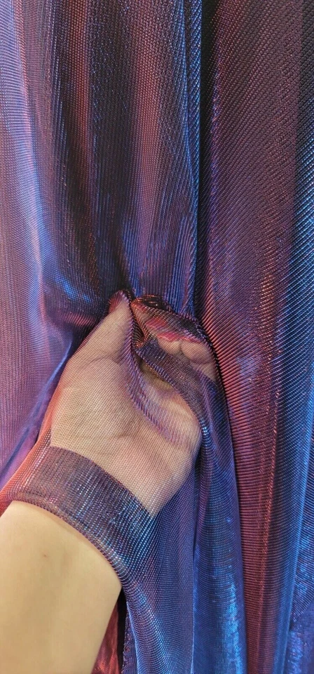 Iridescent Mesh Stretch Fabric by the Yard - Two Tone Blue and Red - Image 4 of 4