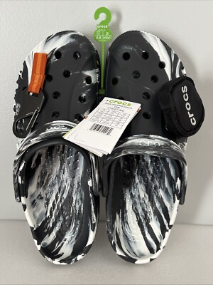 Crocs Baya Marbled Pouch Clog Mens 11 Black / White