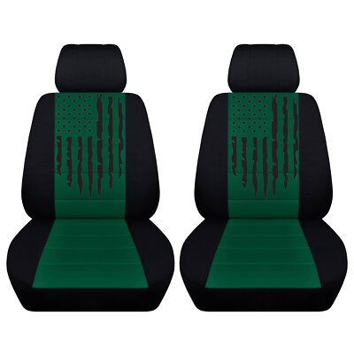 Two Front Seat Covers Fits Toyota Tacoma 2016 to 2023 Tattered Flag