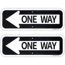 2 PCS Large One Way Left Arrow Sign 18x6 Inch .04 Aluminum Reflective Weather