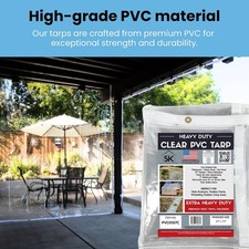 12' x 18' Clear Tarp 24 MIL Smooth Vinyl Patio Enclosure Fire Retardant USA Made