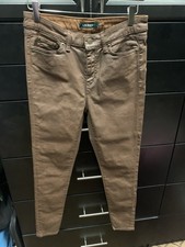 Lauren Ralph Lauren Women's Stretch Leather Skinny Ankle Pants, Brown, Size 4