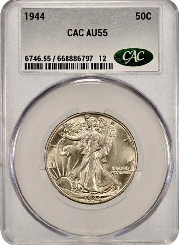 1944 Walking Liberty Silver Half Dollar 50c CAC AU55