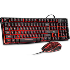 Computer Desktop Gaming Keyboard and Mouse Mechanical Feel LED Light Backlit