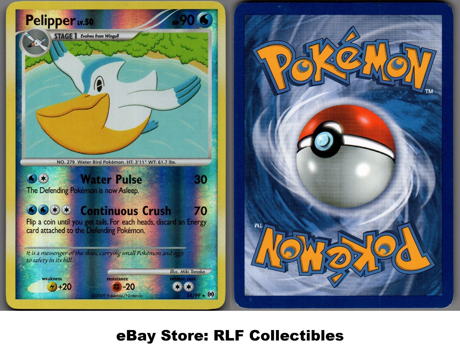 2009 Pokemon, Platinum Arceus, #45/99 Pelipper Lv. 49, Reverse Holo Uncommon