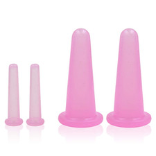 4 Pcs Facial Cupping Set, Natural Silicone Massage Cup for Body, Pink