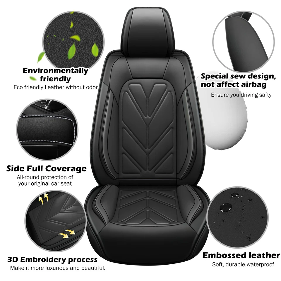For Nissan Frontier Pickup Car 5 Seat Cover Full Set Deluxe PU Leather Cushion - Image 2 of 4