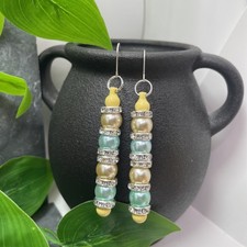 3 Silver-tone Acrylic Beaded Boho Drop Dangle Earring Set New Free Ship C167