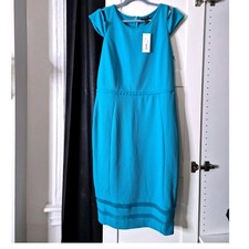 NWT Nicole by Nicole Miller XL Blue Cold Shoulder Sheath Dress Career