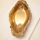 Art Nouveau Tray Gold Oval Ornate Floral Trinket Dish Bowl Catch All Vintage  — photo 8