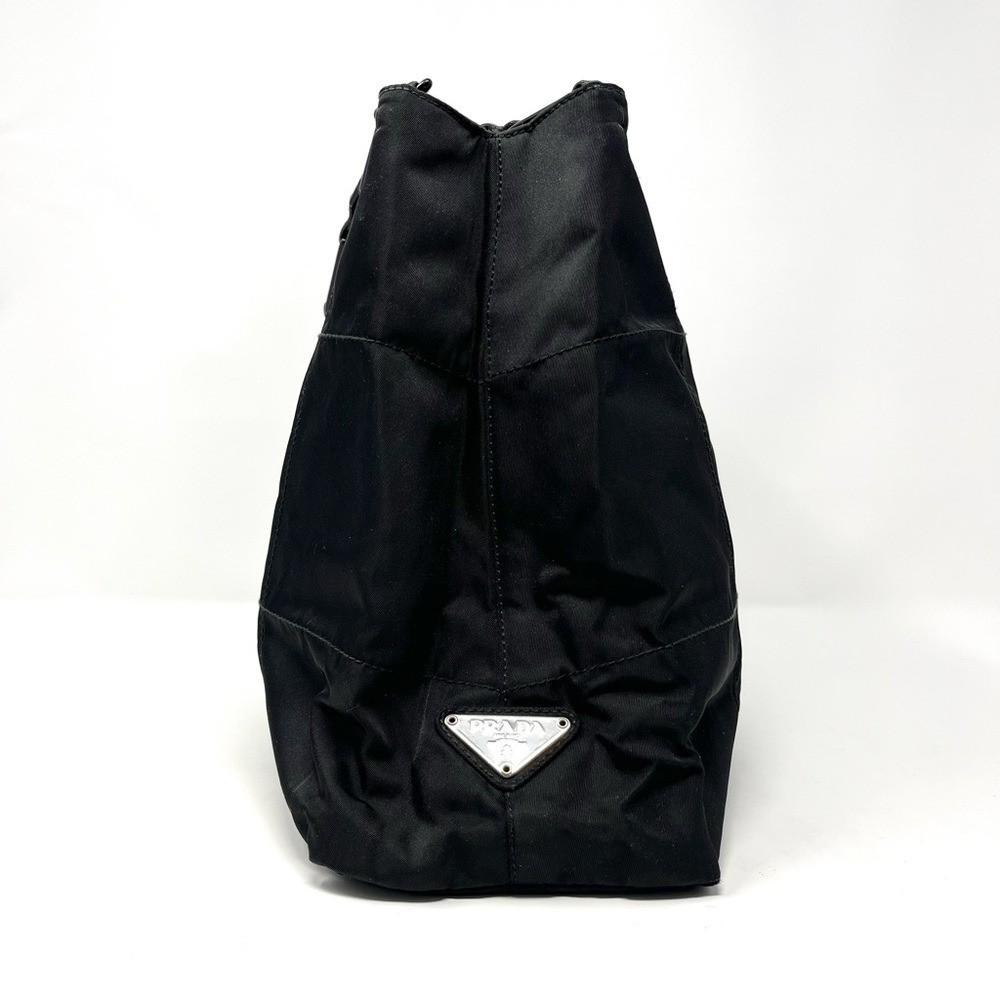 Vintage Prada Black Tessuto Nylon Triangle Logo Shoulder Bag Tote Leather Chain thumbnail 5
