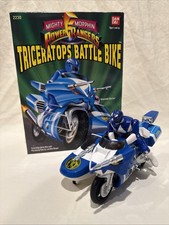VTG 1993 Power Rangers Triceratops Battle Bike Blue Ranger COMPLETE SET BOX