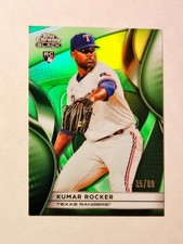 Kumar Rocker 2025 Topps Chrome Black RC GREEN REFRACTOR 35/99 Rangers #107 U6