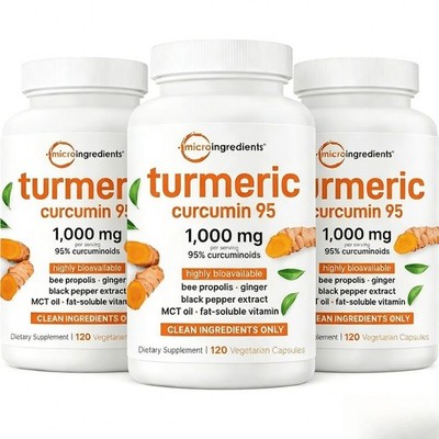 1-3PACK High Absorption Turmeric Curcumin 1000mg   95% Curcuminoids, Non-GMO