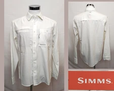 Simms Challenger Shirt Men's Medium White Long Sleeve Button Up NWT #W4384