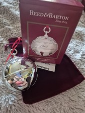 NEW 2012 Reed and Barton Silver Plate Holly Bell Christmas Ornament