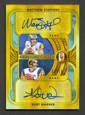MATTHEW STAFFORD + KURT WARNER 2022 GOLD STANDARD RAMS DUAL AUTO AUTOGRAPH /10