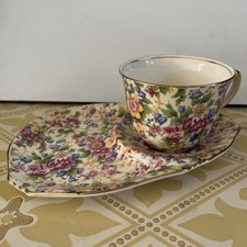 Rare Vintage Royal Winton 'Cheadle' Chintz Tennis Cup and Saucer c1951