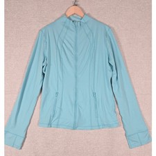 Rae Mode Womens 3XL Light Blue Mock Neck Full Zip Active Jacket Vent Back