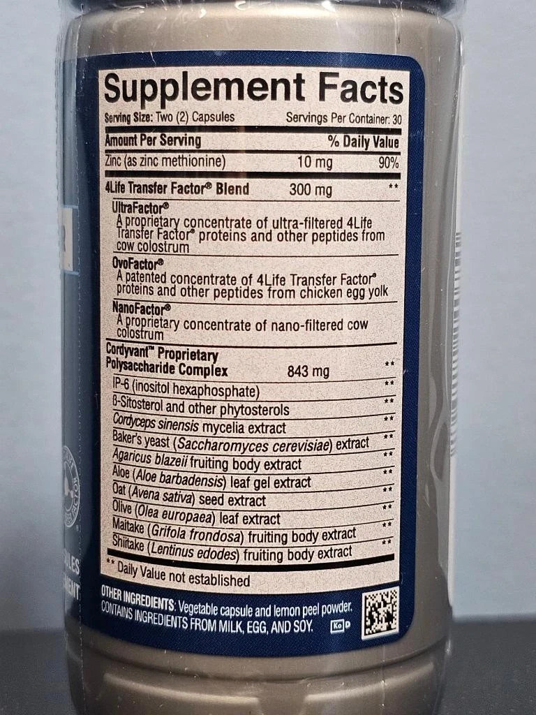 4Life Transfer Factor Plus Tri-Factor Formula w/ Zinc 60 Capsules Exp 6/2027 New