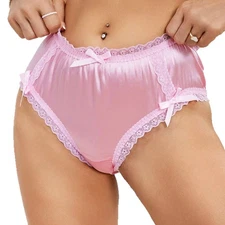 3Pack Lot Sexy Ladies Womens Satin Panties Briefs French Lace Underwear Lingerie