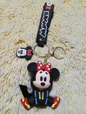 Disney Minnie Mouse W/ 2D Charm Costume Series Keychain W/ Wristlet
