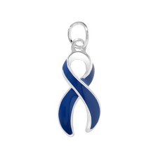 Dark Blue Ribbon Awareness Charms Dark Blue Ribbon Shaped Charms for Col