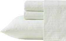 Laura Ashley   Twin Size Sheet Set, Crisp  Lightweight Cotton Percale Bedding w