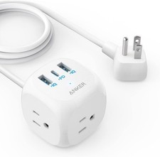 Anker 321 Power Strip with 20W USB C, 3 Outlets and C 10ft, White