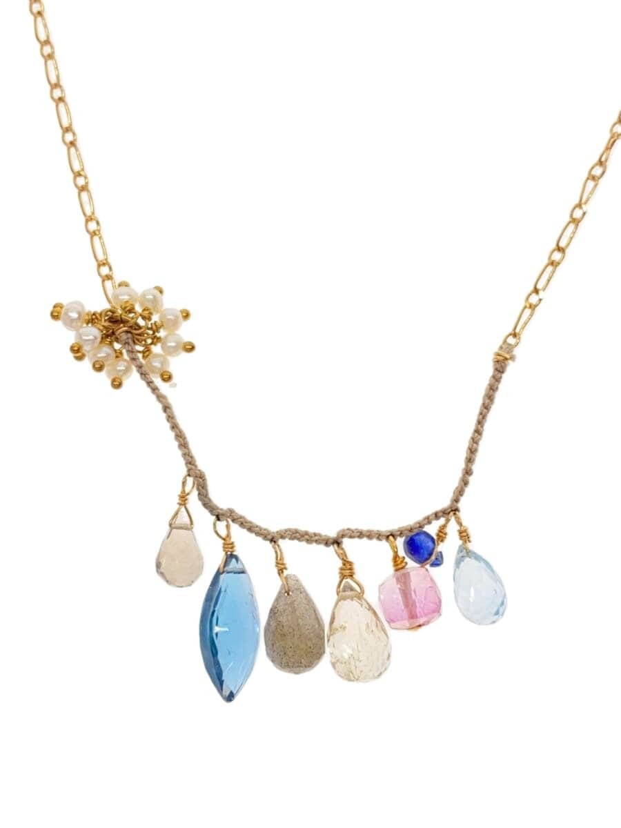 PallasPalace Colored Stone Gold-Tone Necklace for Women