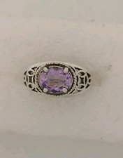 Beautiful Genuine Amethyst Over 1ct. Size 6.5 Ring in 925 Sterling Silver