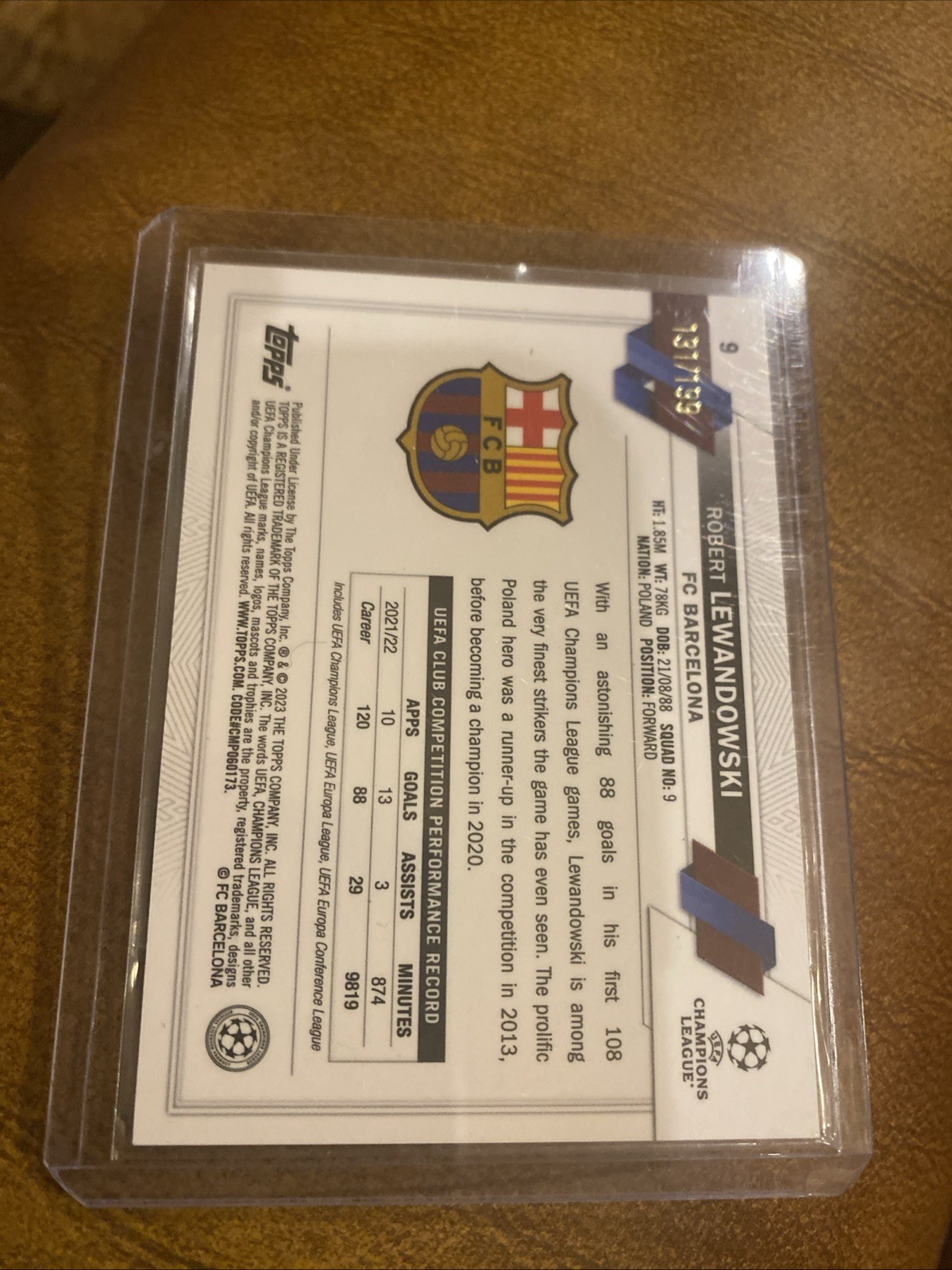 2023 Topps Chrome Robert Lewandowski Teal /199 view 3