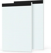 2 Pack Graph Paper Pad 8.5 x 11, 4x4 Graph Ruled Grid Paper Pad 8-1/2 x 11