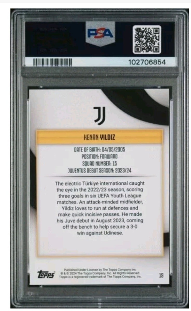 KENAN YILDIZ * PSA 10 * POP 1 * 2023-24 TOPPS JUVENTUS TEAM SET