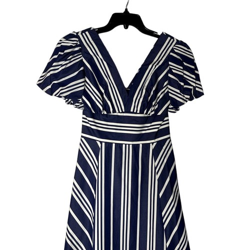 Kate Spade Café gestreiftes Midikleid Größe 8 - Bild 2 von 11