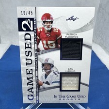 Patrick Mahomes Dan Marino 2025 Leaf In The Game Used Dual Jersey Patch # /45