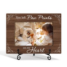 Wood Photo Frame Fits 4x6 Paws Memorial Picture Frame, Dog Picture Frames for...