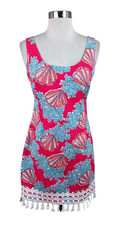 Lilly Pulitzer  Watermelon Carolina Thompson Shift Dress  2 Fringe Hem Coastal