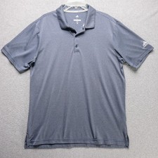 Adidas Golf Polo Shirt Mens L Blue-Gray Striped Lightweight Athletic Performance