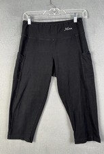 Active Women  s Cropped Leggings Size L Yoga Workout Stretch Side Pockets Black