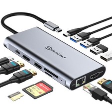 USB C Hub, 3 HDMI Docking Station Triple Display 12 in 1 USB C Laptop Adapter...