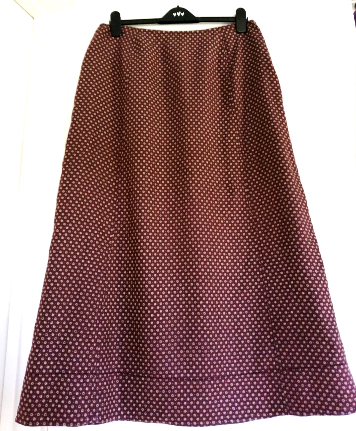 VGC Vintage LAURA ASHLEY Size 14 16 L36" Burgundy Brown Linen Maxi Skirt Ditsy